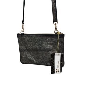 Erin Condren Black Glitter Crossbody‎ Clutch Bag Removable Strap NWT